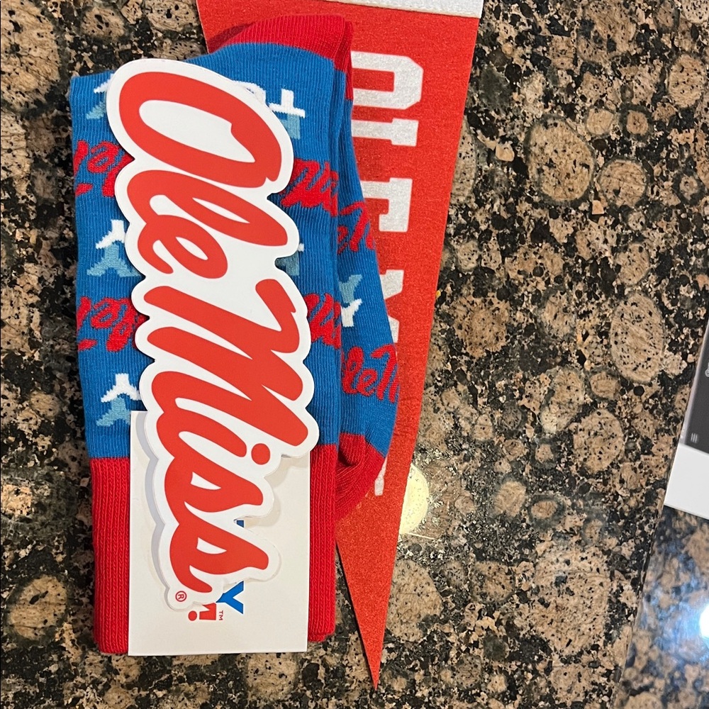 Ole Miss Blue and Red Socks
